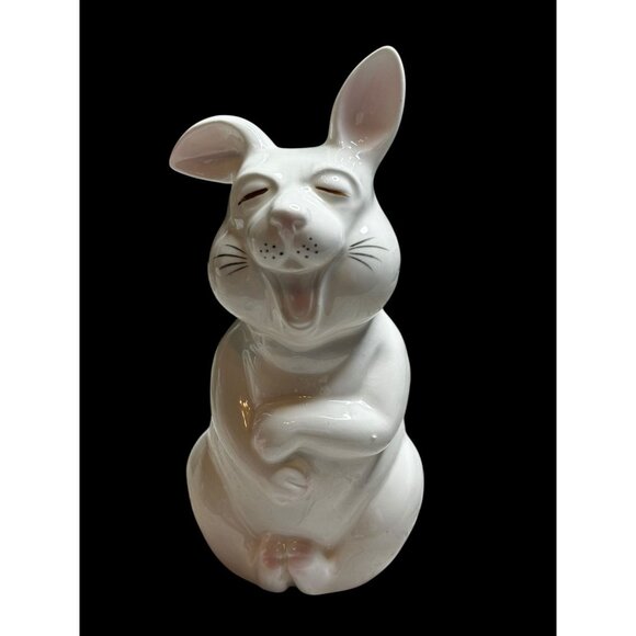 Shafford Japan Vintage Ceramic Laughing Bunny Coin Bank Figurine - Picture 1 of 14